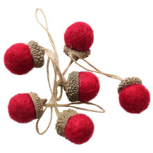 12Pcs Red Pine Cone Christmas Hanging Ornaments Durable Festive Decor