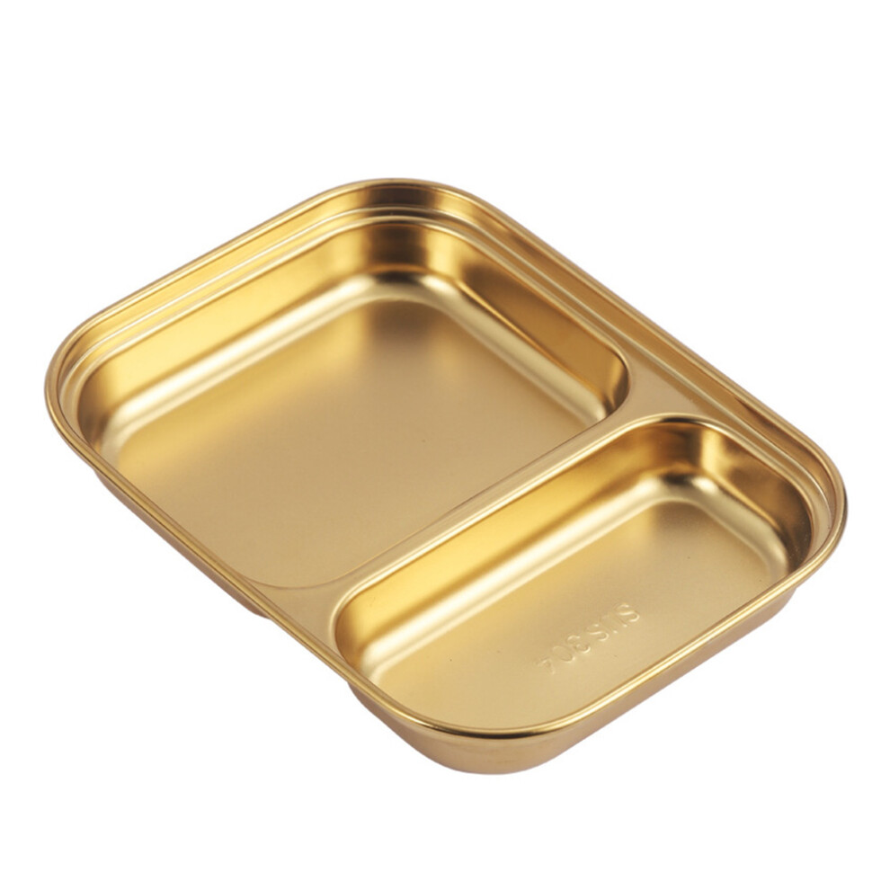 Stainless Steel Two Grid Compartment Dinner Plate Serving Tray Artibetter