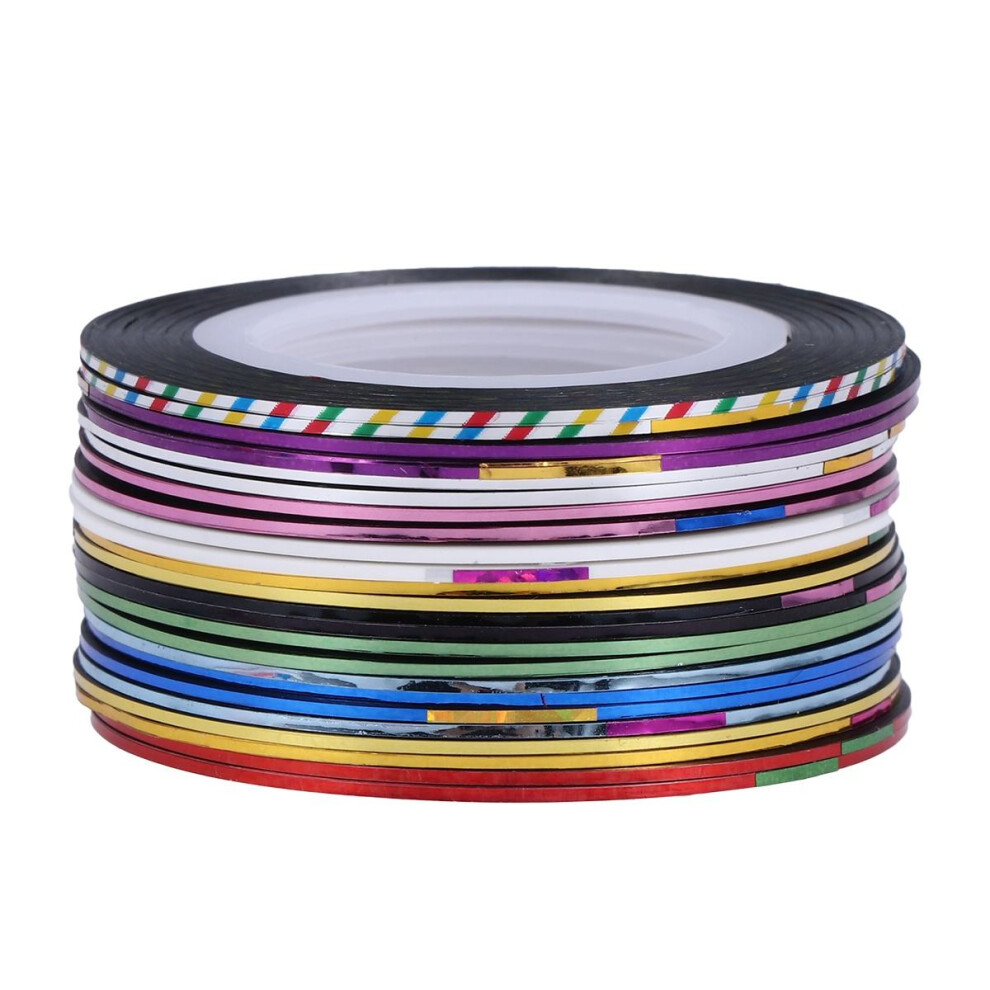Artibetter Gold/Silver 30 Rolls Nail And Thread Striping Tapes Shining Line