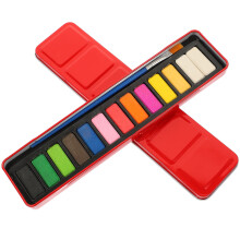 12 Colors Tin Metal Box Of Solid Watercolor Paint Set With Brush