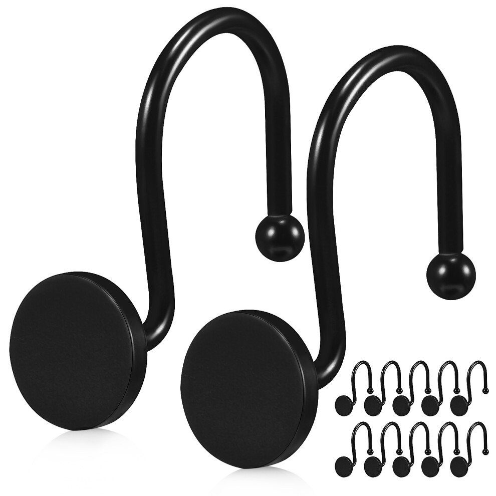 12pcs Curtain Fixing Hooks Alloy Black For Modern Bathroom-image-OPC-PK7MZP8-NEW