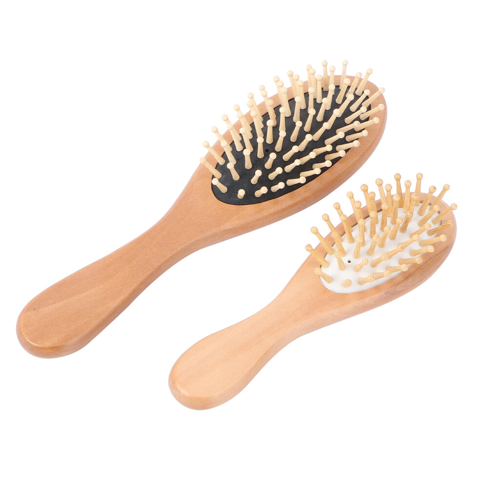 Ohphcall 2 Pcs Scalp Massager Brush Paddle For Thick Hair Wooden Cushion Comb