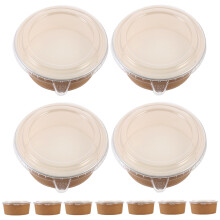Raindrops 20pcs Kraft Paper Bowls With Lids Round Packaging Containers