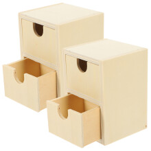 2Pcs Unfinished Wood Small Drawers 2 Layers DIY for Children