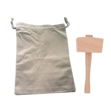 Reusable Ice Mallet And Bag Canvas Wood For Home Use 1set