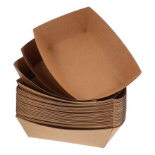 100 Pcs Boats Serving Packing Box 20.90x15.20x4.00cm Brown