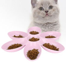 Blütenblätter 6-Gitter Katzennapf für Futter & Wasser | Rosa, lebensmittelechtes PC