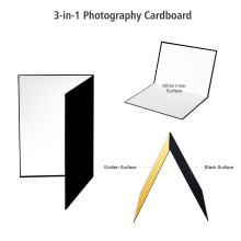 3-in-1 Klappbarer Fotoreflektor, A3-Größe, Schwarz, Weiß, Gold