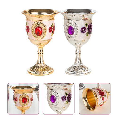 Drinking Goblet Wine Goblets White Alloy 2pcs 2