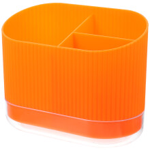 Orange Plastic Cutlery Holder with Drainage for Kitchen Storage