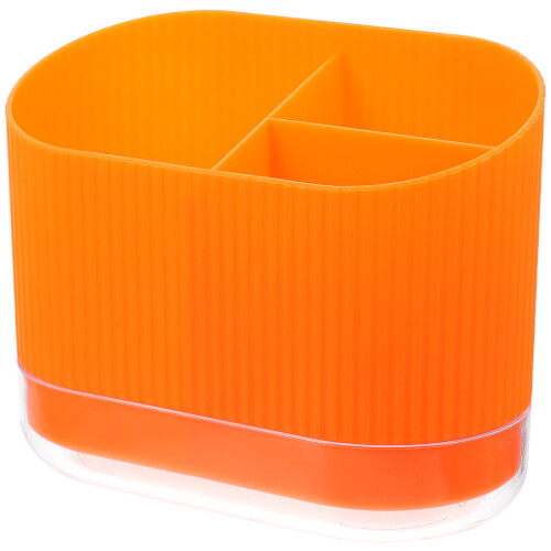 Orange Plastic Cutlery Holder with Drainage for Kitchen Storage