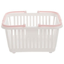 White Small Plastic Basket with Handle Portable Storage Container
