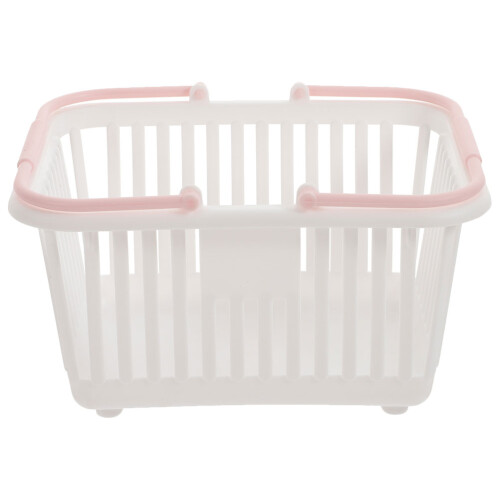 White Small Plastic Basket with Handle Portable Storage Container