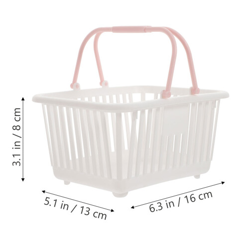 White Small Plastic Basket with Handle Portable Storage Container 1