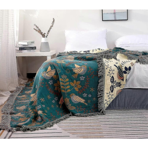 Parure de lit Boho Ceiling Daily Double Face 100 % coton - Vert 150 x 200 cm 1