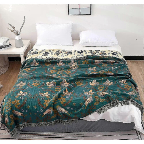 Parure de lit Boho Ceiling Daily Double Face 100 % coton - Vert 150 x 200 cm 2