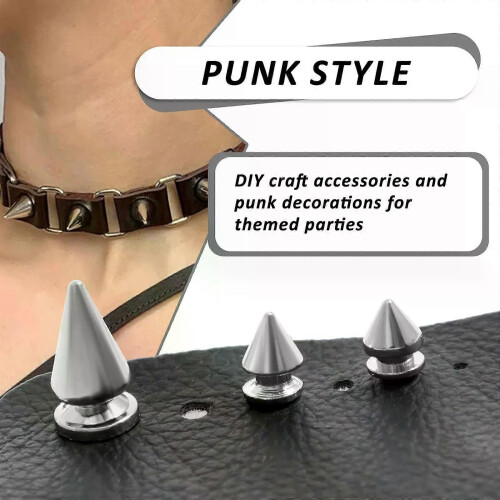 105PCS/Set Punk Spikes and Studs Kit Silver Cone 3 Size Metal Leather Tree Spike Assortment Kit for 1