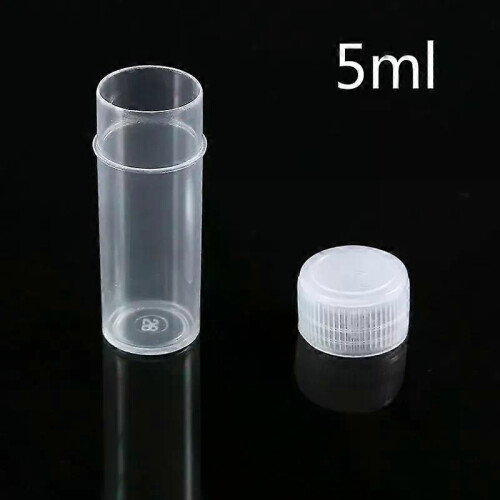 100pcs 5ml Plastic Test Tubes Vials Sample Container Powder Craft Cap Bottles for Office School Chemistry 2