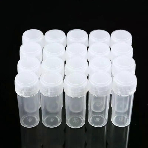 100pcs 5ml Plastic Test Tubes Vials Sample Container Powder Craft Cap Bottles for Office School Chemistry 1