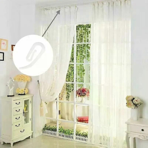 100pcs/Set Curtain Hanging Hooks Ring Window Curtain Hanger Hooks White Plastic Curtain Hook For Car 2