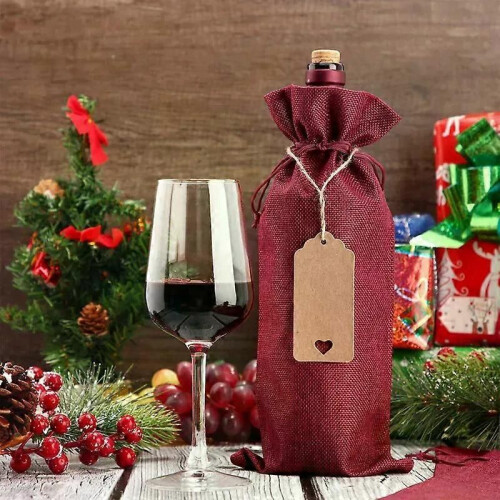 10Pc Rustic Jute Burlap Wine Bags Drawstring Wine Bottle Covers Reusable Bottle Wrap Gift Package Wine 1