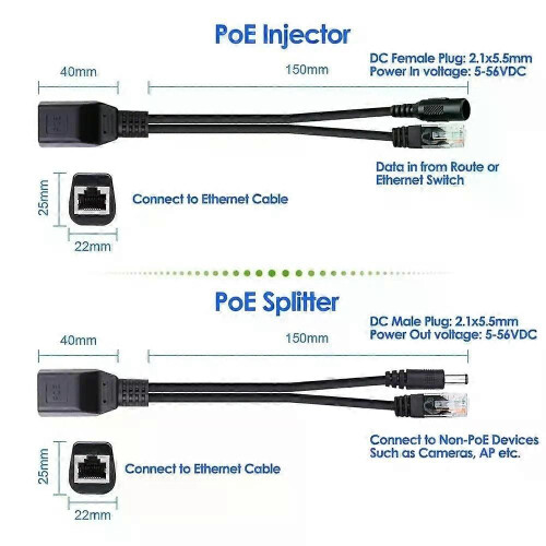 1/5/10 Pair POE Cable Passive Power Over Ethernet Adapter Cable POE Splitter Injector Power Supply Module 1