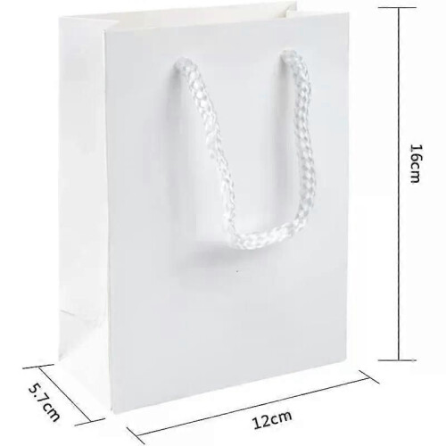 Lot de 10 sacs en papier blanc avec poignées en nylon réutilisables 1