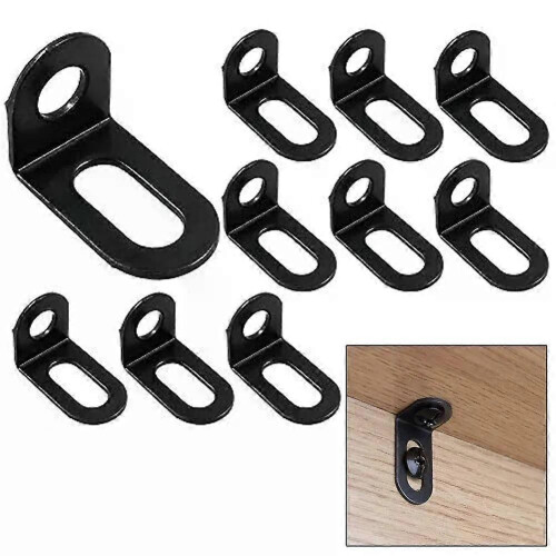 10pcs L-Shaped Connecting Angle Thickened Adjustable Right Angle Fixing Angle Iron Black Metal Corner 1