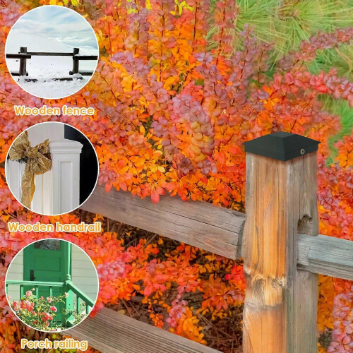 12 cubiertas de madera para postes de cerca, de plástico resistente, impermeables y resistentes al calor. 1