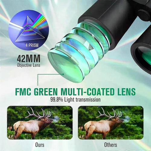 12x42 High Power Binoculars with Phone Adapter Waterproof Low Light Vision Binoculars for Bird Watching 2