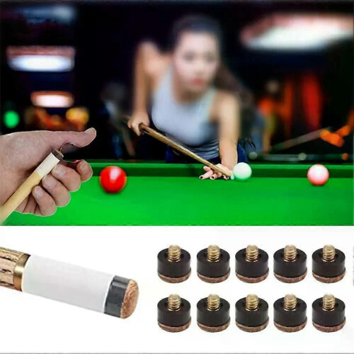 10Pcs/Pack 10/11/12/13mm Billiard Replacement Set Pool Cue Tips Pool Billiard Cue Stick Ferrules Screw-On 1
