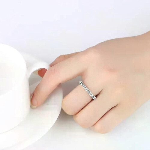 1-4 rader silverfärgade ringar Brudbröllopsringar Crystal strass Stretch fingerringar för kvinnor 2
