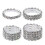 1-4 rader silverfärgade ringar Brudbröllopsringar Crystal strass Stretch fingerringar för kvinnor 5