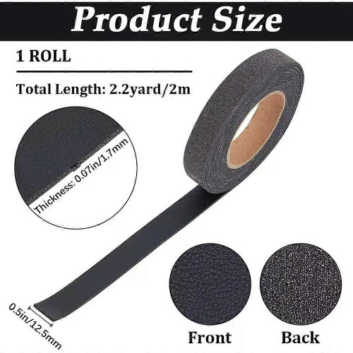 1Roll Black Leather Straps 125mm x 2m Lychee Grain Leather Strips 17mm Thick Single Sided Flat Imitation 1