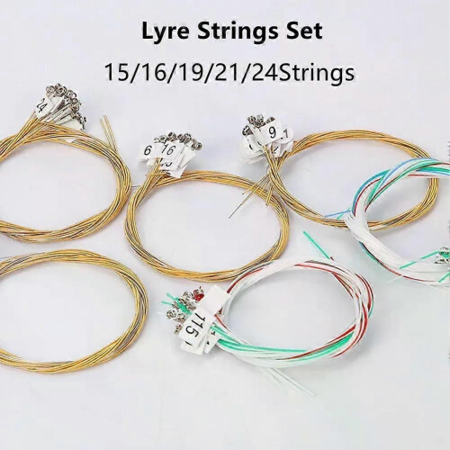 1Set 15/16/19/21/24Strings Lyre Brass Strings Set Lyre Harp Nylon String Replacement Lyre Strings Beginners 1