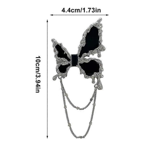 Spilla con catena a farfalla nera, stile punk, accessorio per abbigliamento, spilla per giacca. 2