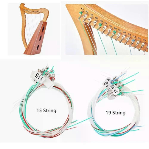 1Set 15/16/19/21/24Strings Lyre Brass Strings Set Lyre Harp Nylon String Replacement Lyre Strings Beginners 2