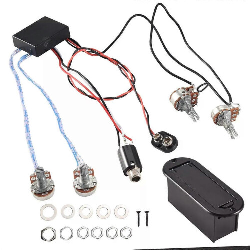 2-bands actieve basgitaar EQ Equalizer Preamp Circuit Pickup Zwart 1