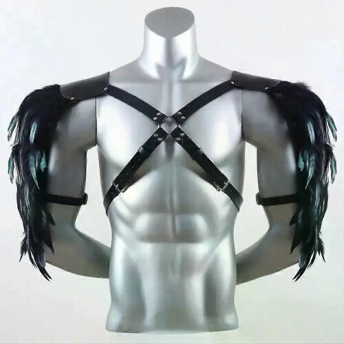 1PCS Gothic Style Feather Cape For Men Shoulder Armor-Shaped Party Performance Accessories 1