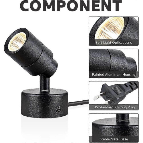 Lot de 2 spots LED d'intérieur, 3 W, éclairage vers le haut, projecteur de sol d'intérieur, éclairage 1