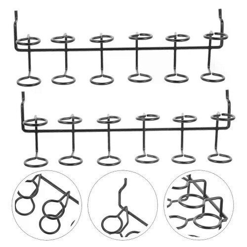 2 Pcs Black Peg Board Pegboard Screwdriver Holder Metal Tool Hooks Garage Organizer Multi-ring Racks 2