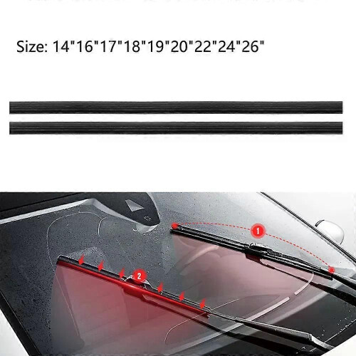 2PC Universal Car Bus Rubber Bracketless Frameless Windshield Wiper Wash Blade Refill Replacement Strip 2