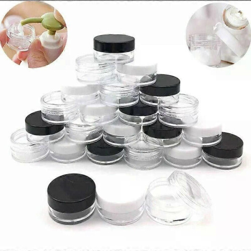 20pcs 3g-20g Empty Clear Plastic Sample Container Cosmetic Jar Lotion Nail Make Up Powder Pot 1