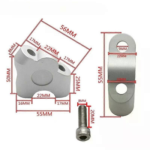 22mm Universal Motorrad Griff Riser Lenker Clamp Zurück Bewegen Mount Adapter Lenker Riser Clamp 1
