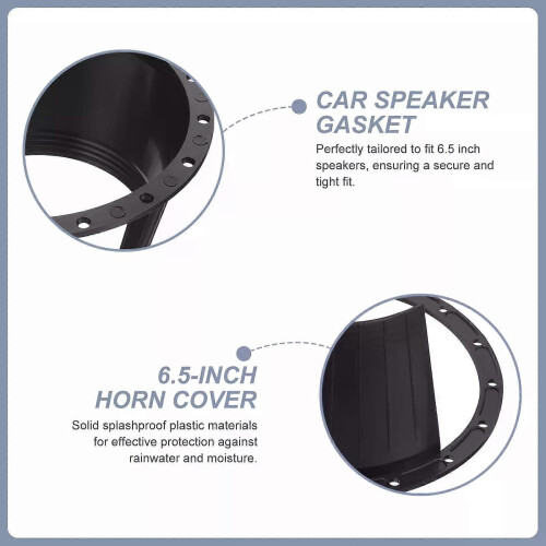 2pcs Black Car Speaker Adapter Ring Waterproof Cover Splashproof Plastic Visor Speaker Protector Automobile 2