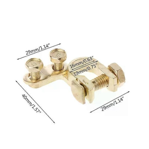 2Pcs Small 46mm x 40mm Durable Replacement Auto Car Battery Terminal Clamp Clips Brass Connector 1