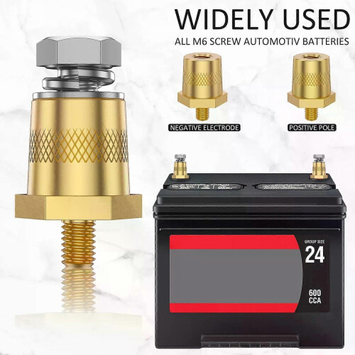 2PCS Thread Male Brass Side Post Battery Terminal Charging Posts Standard Side Post Battery Post Adapter 1