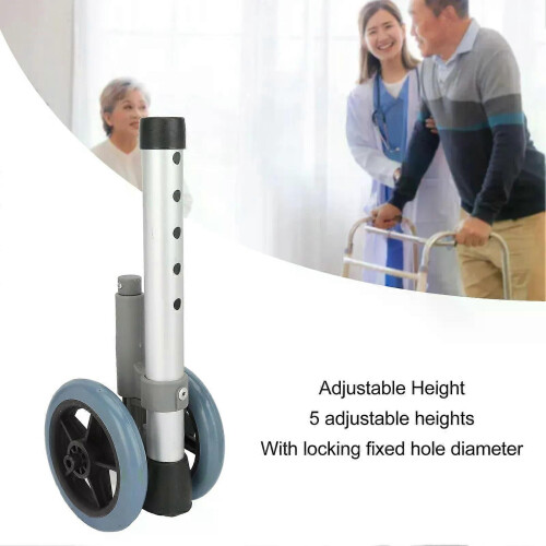2pcs Walker Feet Casters Lockable Walker Wheels Adjustable Height Prevent Deformation with Brake Wheel 2