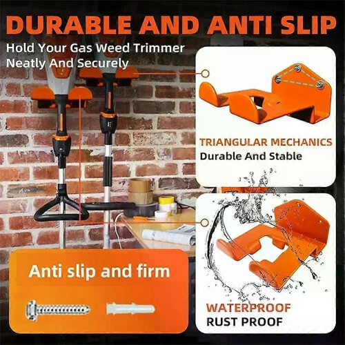 2pcs Wall Mounted Grass Trimmer Rack Garden Heavy Duty Garage Storage Organizer Multi-purpose Tool Rack 2