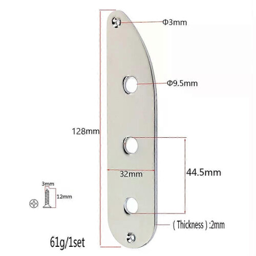 3 hål metall elektrisk gitarr bro kontrollplatta för TL stil basgitarr GE214 (silver) 2